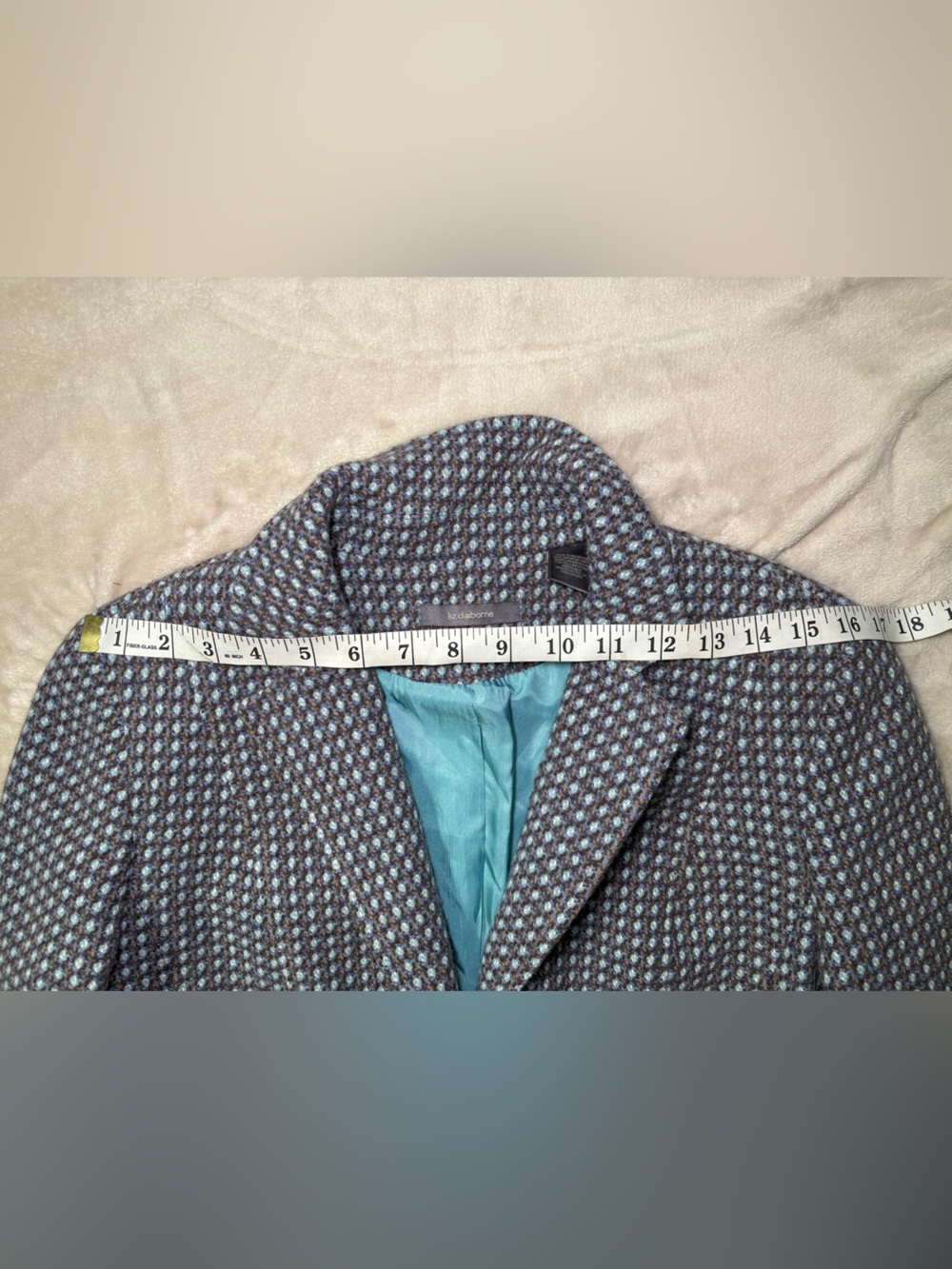 liz claiborne wool angora tweed blazer jacket - Picture 9 of 9